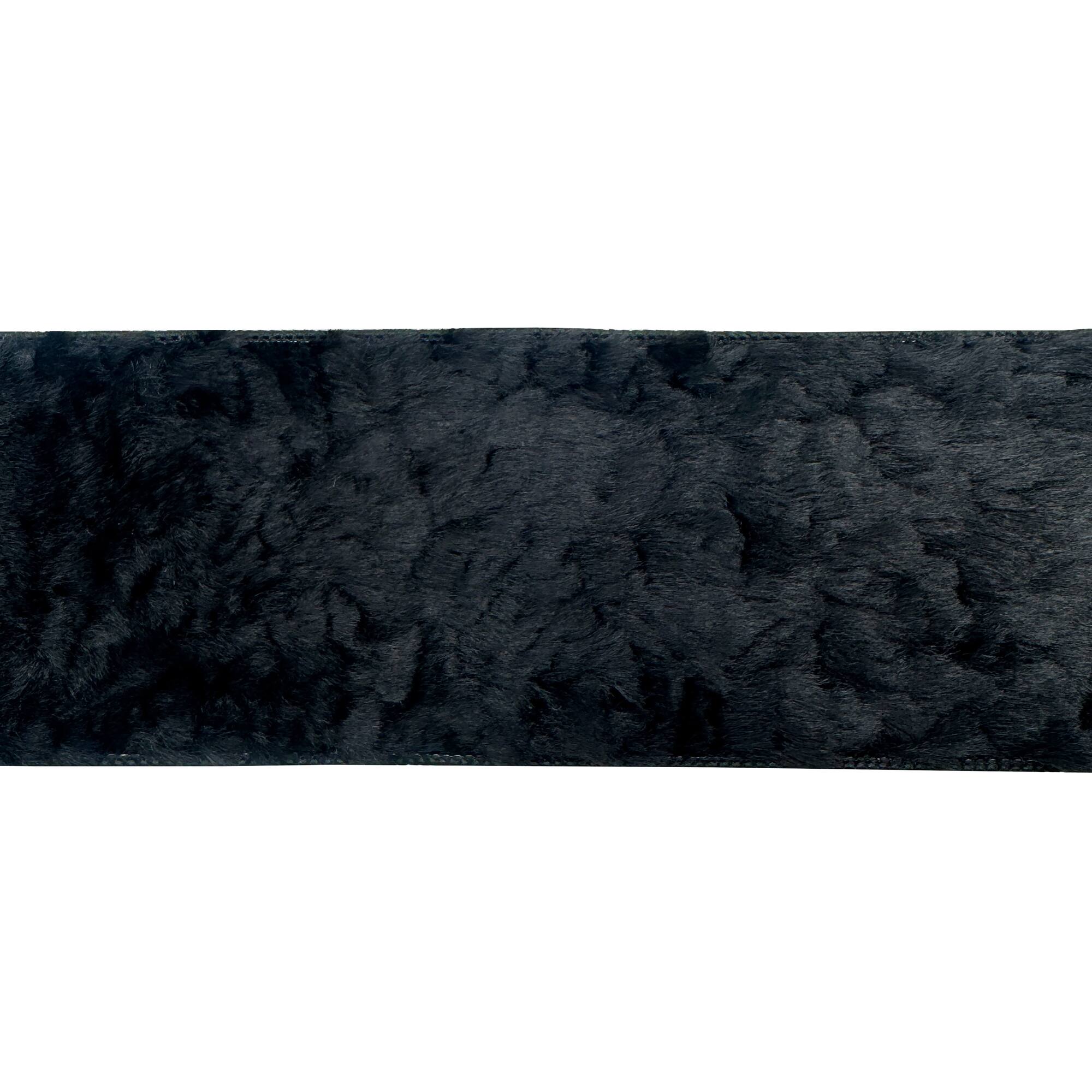 3.5" x 15ft. Black Wired Faux Fur Ribbon by Celebrate It®